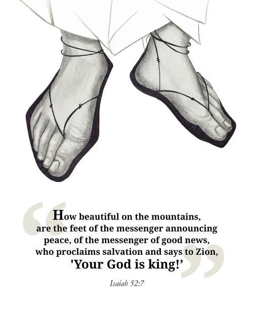 The Feet of the Messenger (With Quote) 8 x 10 Print