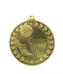 Netball Illusion Medal - Gold 5.7cm Dia