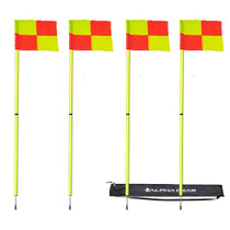 Corner Flag with Spring and Spiked Base, Yellow with Red Flag - Single