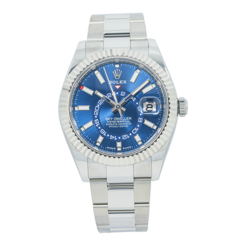 Rolex Sky-Dweller 42MM 336934 Blue Dial Fluted Bezel Stainless Steel Oyster Bracelet