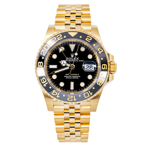 Rolex GMT-Master II 40MM 126718GRNR Black Dial Black Ceramic Bezel 18K Yellow Gold Jubilee Bracelet