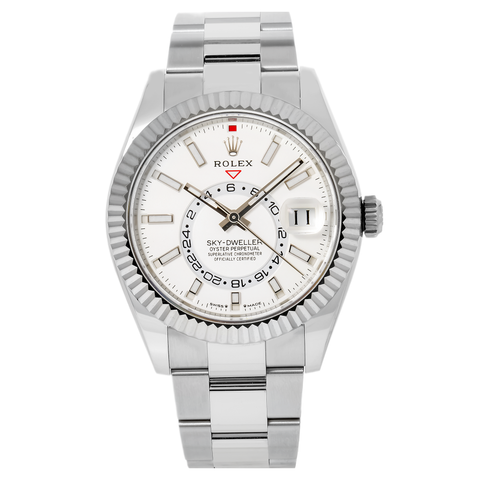 Rolex Sky-Dweller 42MM 336934 White Dial Fluted Bezel Stainless Steel Oyster Bracelet