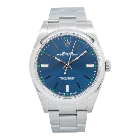 Rolex Oyster Perpetual 39MM 114300 Blue Dial Smooth Bezel Stainless Steel Oyster Bracelet