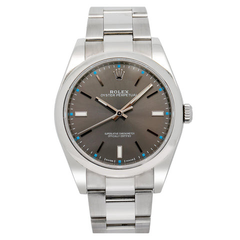 Rolex Oyster Perpetual 39MM 114300 Slate Gray Dial Smooth Bezel Stainless Steel Oyster Bracelet