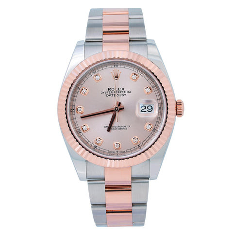 Rolex Datejust 41MM 126331 Sundust Diamond Dial Fluted Bezel Two Tone Rose Gold Oyster Bracelet