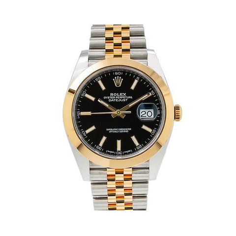 Rolex Datejust 41MM Black Dial Two Tone Yellow Gold Jubilee