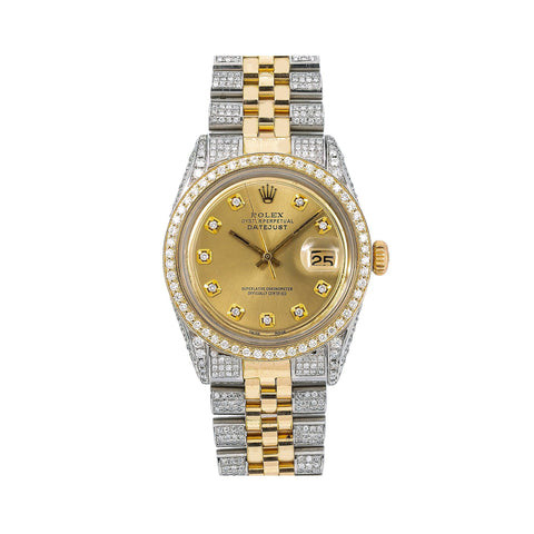 Rolex Datejust 36MM Champagne Dial Two Tone Yellow Gold Semi Diamond