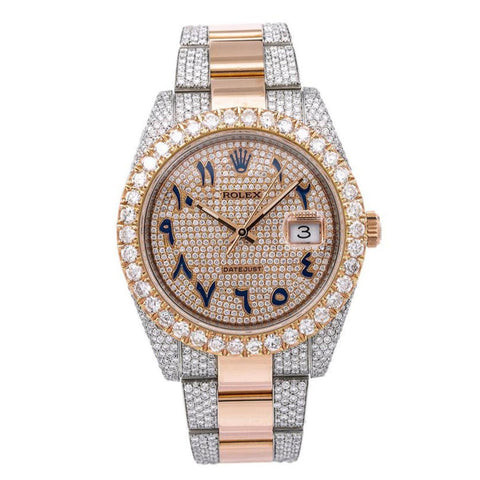 Rolex Datejust 41MM Eastern Arabic Dial Two Tone Rose Gold Semi Diamond
