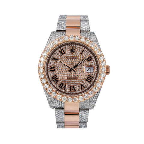 Rolex Datejust 41MM Roman Dial Two Tone Rose Gold Semi Diamond