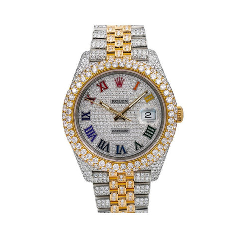 Rolex Datejust 41MM Rainbow Roman Dial Two Tone Yellow Gold