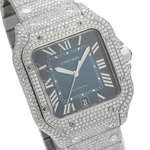 Cartier Santos WSSA0009 40MM Blue Dial With Diamond Bezel