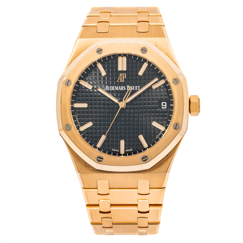 AUDEMARS PIGUET ROYAL OAK SELFWINDING 15400OR BLACK DIAL 41MM WITH ROSE GOLD BRACELET