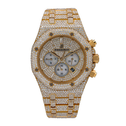 Audemars Piguet Royal Oak Chronograph 26320BA YELLOW GOLD 41mm Champagne Dial With 27.75 CT Diamonds