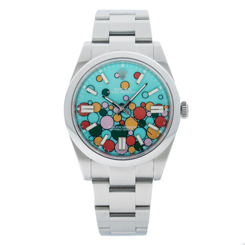 Rolex Oyster Perpetual 41MM 124300 Turquoise Celebration Dial Smooth Bezel Stainless Steel Oyster Bracelet