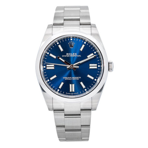 Rolex Oyster Perpetual 41MM 124300 Blue Dial Smooth Bezel Stainless Steel Oyster Bracelet