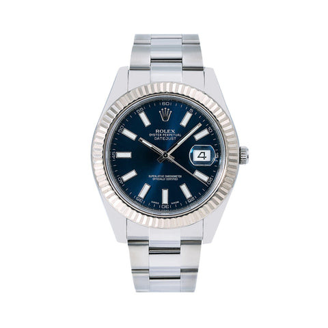 Rolex Datejust 41MM 116334 Blue Dial Fluted Bezel Stainless Steel Oyster Bracelet