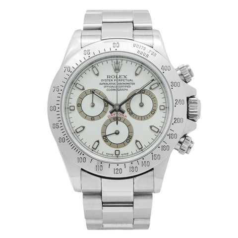 Rolex Cosmograph Daytona 40MM 116520 White Dial Tachymeter Bezel Stainless Steel Oyster Bracelet