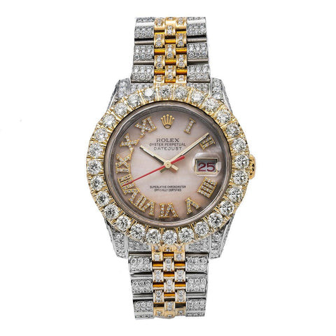 Rolex Datejust 36MM Pink Mother of Pearl Roman Dial Two Tone Yellow Gold