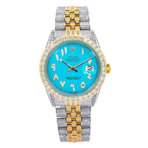 Rolex Datejust 36MM Turquoise Eastern Arabic Dial Two Tone Yellow Gold