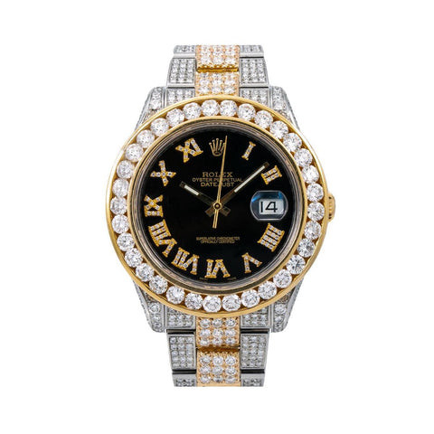 Rolex Datejust II 41MM Black Roman Dial Two Tone Yellow Gold