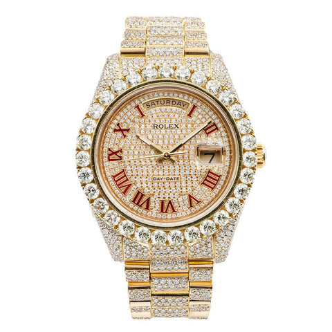 Rolex Day-Date II 41MM Red Roman Dial  Yellow Gold President
