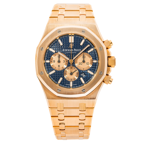 AUDEMARS PIGUET ROYAL OAK CHRONOGRAPH 26331OR 41MM BLUE DIAL WITH ROSE GOLD BRACELET