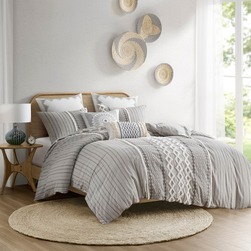 Olliix Ii12 1092 Inkivy Imani 100 Cotton Duvet Cover Mini Set King Cal King Gray