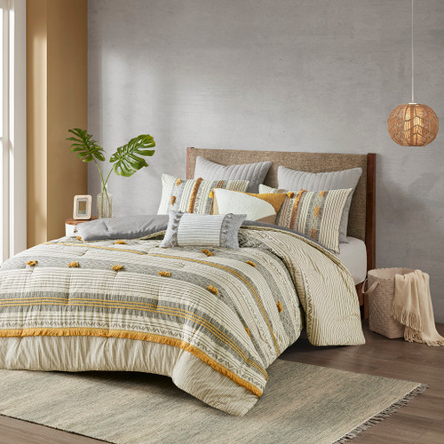 Olliix Cody 3 Piece Cotton Comforter Set Full Queen Ii10 1116