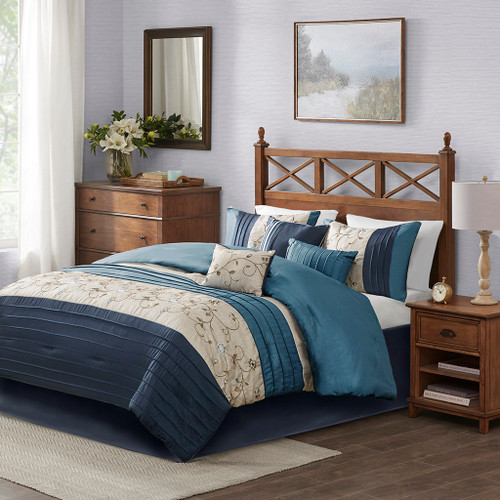 Madison Park Serene Embroidered 7 Piece Comforter Set King Mp10 3450
