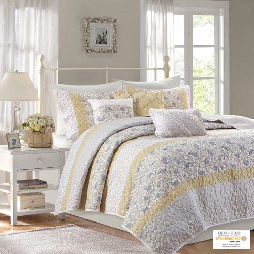 Olliix Dawn 6 Piece Cotton Percale Reversible Coverlet Set Full Queen Mp13 7283