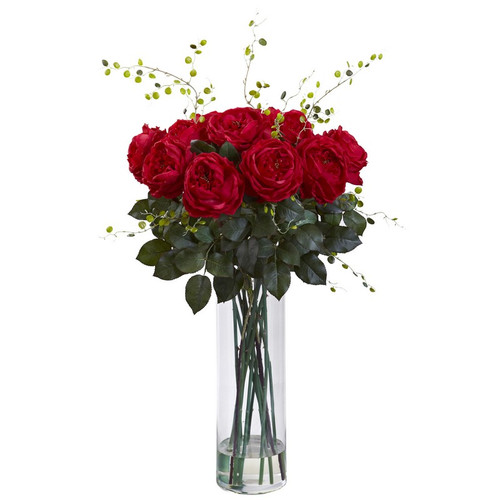 32 Giant Rose Willow Arrangement Red 1358 Rd By Nearly Natural
