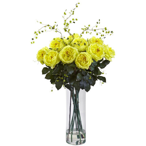 32 Giant Rose Willow Arrangement Yellow 1358 Yl By Nearly Natural