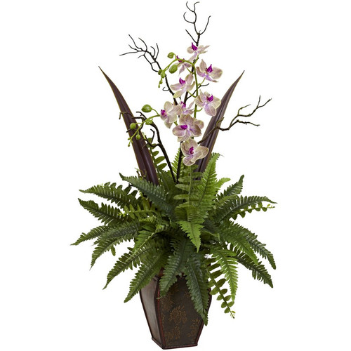 Fern Orchid Arrangement 1365 By Nearly Natural