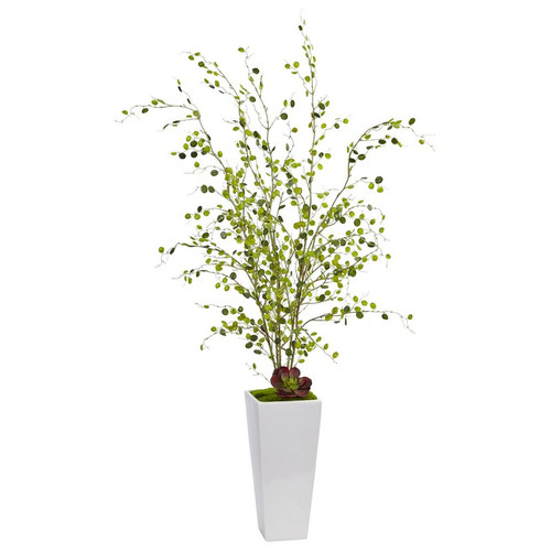 45 Night Willow In White Planter 1473 By Nearly Natural