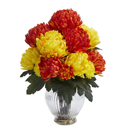 15 Mum Artificial Arrangement In Vase 1597 Oy By Nearly Natural