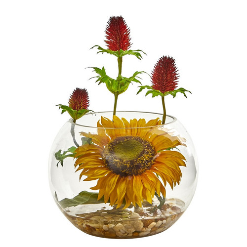 11 Sunflower And Thistle Artificial Arrangement 1787 By Nearly Natural