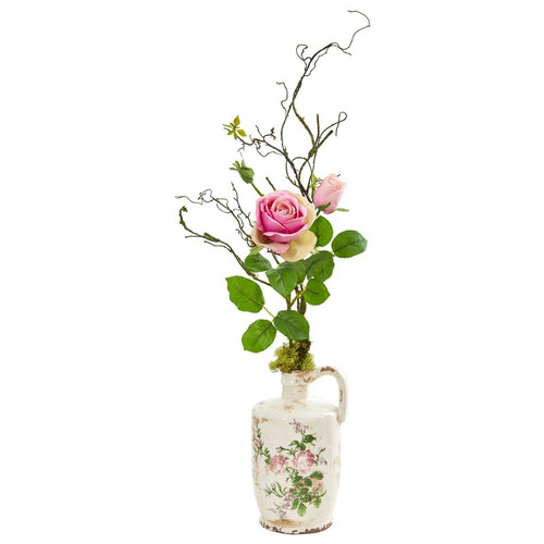 31 Rose Artificial Arrangement In Floral Design Pitcher 1910 By Nearly Natural