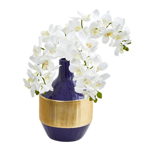 13 Phalaenopsis Orchid Artificial In Designer Vase 1936 Wh By Nearly Natural