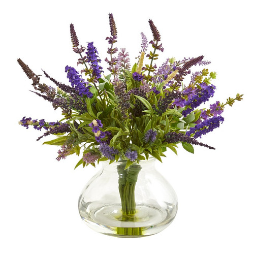 16 Lavender Bouquet Artificial Arrangement In Vase 1939 By Nearly Natural