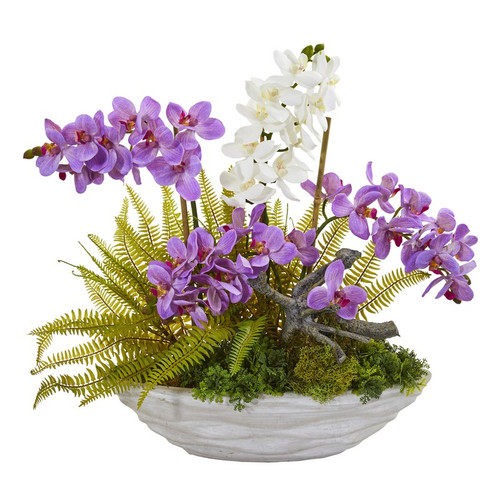 20 Phalaenopsis Orchid And Fern Artificial Arrangement 1979 By Nearly Natural