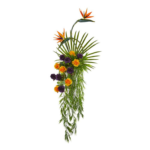 60 Rose Bird Of Paradise And Fan Palm Arrangement In Urn 1996 By Nearly Natural