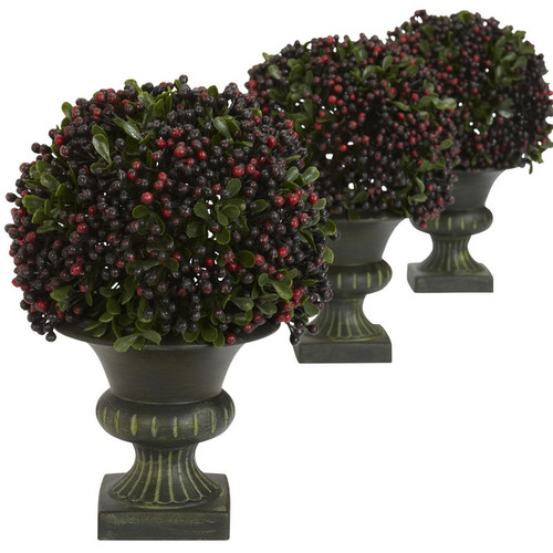 8 Pepper Berry Ball Topiary Set Of 3 4126 By Nearly Natural