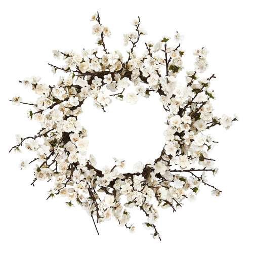 24 Plum Blossom Wreath 4191 By Nearly Natural