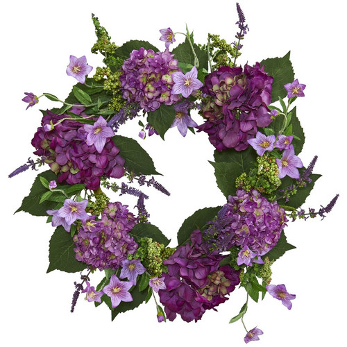 24 Hydrangea Wreath 4213 By Nearly Natural