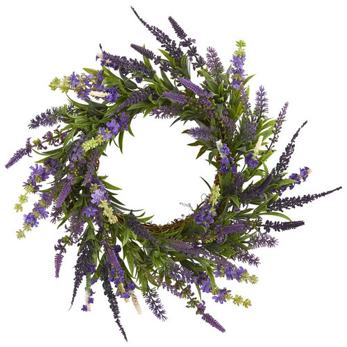 18 Lavender Wreath 4215 By Nearly Natural