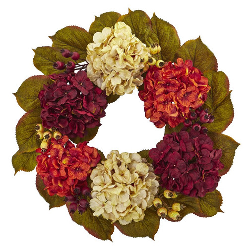 20 Hydrangea Berry Artificial Wreath 4273 By Nearly Natural