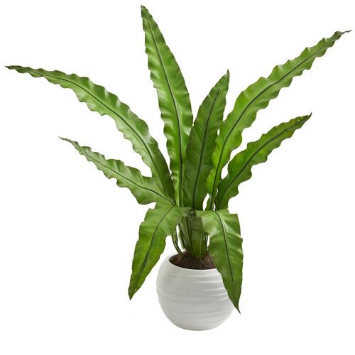 31 Birds Nest Artificial Plant In White Planter 4294 By Nearly Natural