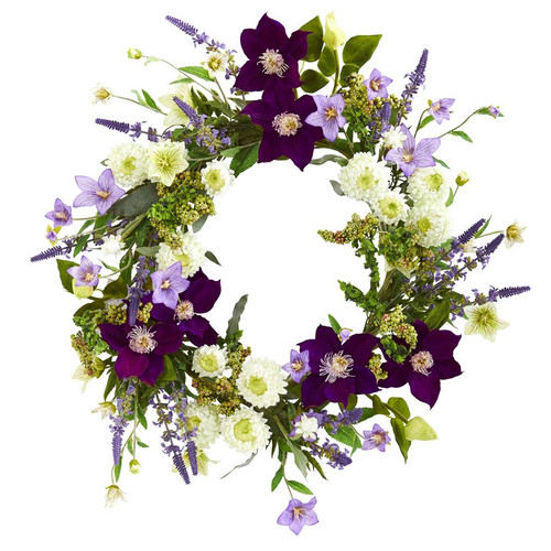 22 Mixed Floral Artificial Wreath 4330 By Nearly Natural