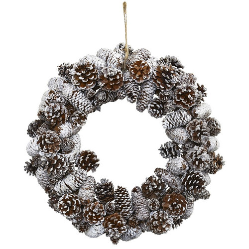 17 Snowy Pine Cone Wreath 4553 By Nearly Natural