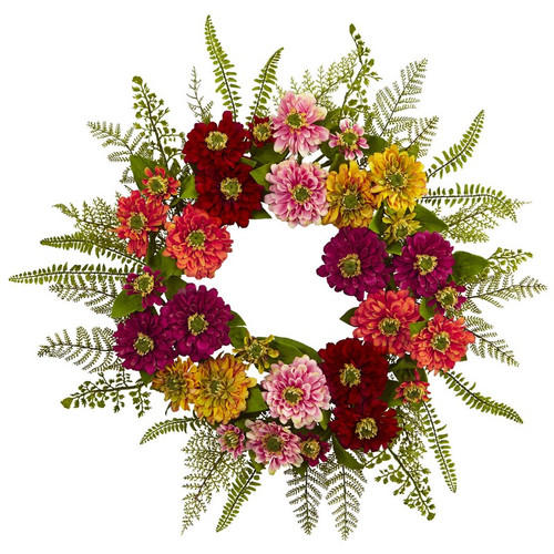20 Mixed Flower Wreath 4582 By Nearly Natural